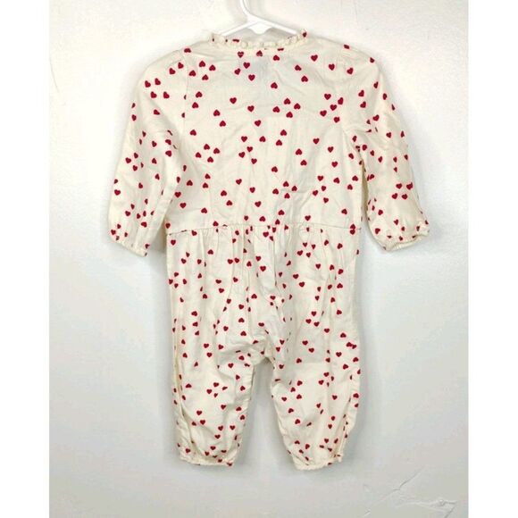 babyGap 6-12 Months Hearts Love Long Sleeve Onesie Ivory and Red - Picture 8 of 15